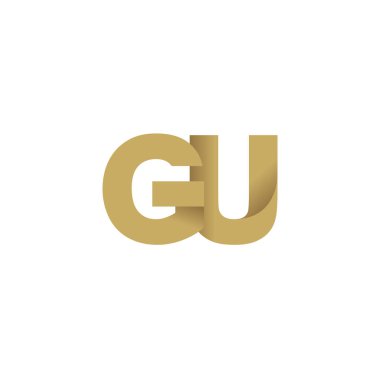 Initial letters GU, overlapping fold logo, brown gold, vector template elements for creative industry