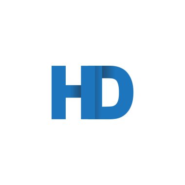 Initial letters HD, overlapping fold logo, blue, vector template elements for creative industry