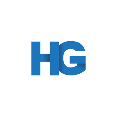 Initial letters HG, overlapping fold logo, blue, vector template elements for creative industry