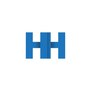 Initial letters HH, overlapping fold logo, blue, vector template elements for creative industry