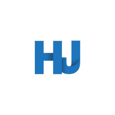 Initial letters HJ, overlapping fold logo, blue, vector template elements for creative industry