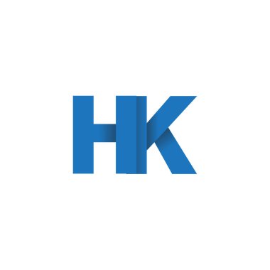 Initial letters HK, overlapping fold logo, blue, vector template elements for creative industry