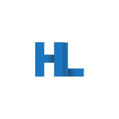 Initial letters HL, overlapping fold logo, blue, vector template elements for creative industry