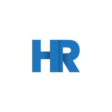 Initial letters HR, overlapping fold logo, blue, vector template elements for creative industry