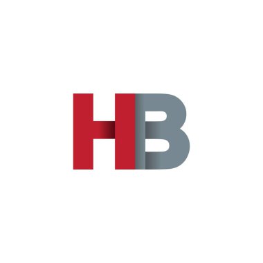 Initial letters HB, overlapping fold logo, red gray, vector template elements for creative industry