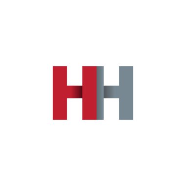 Initial letters HH, overlapping fold logo, red gray, vector template elements for creative industry