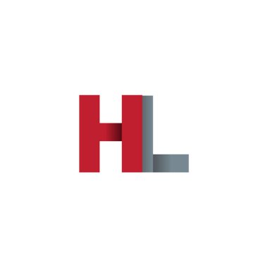 Initial letters HL, overlapping fold logo, red gray, vector template elements for creative industry