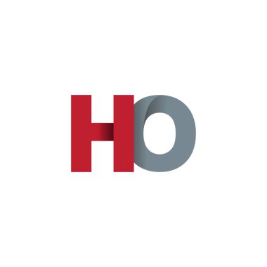 Initial letters HO, overlapping fold logo, red gray, vector template elements for creative industry