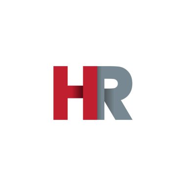 Initial letters HR, overlapping fold logo, red gray, vector template elements for creative industry
