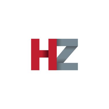 Initial letters HZ, overlapping fold logo, red gray, vector template elements for creative industry