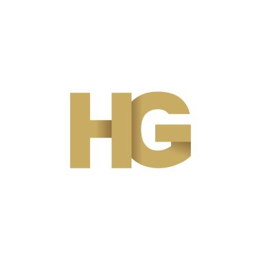 Initial letters HG, overlapping fold logo, brown gold, vector template elements for creative industry