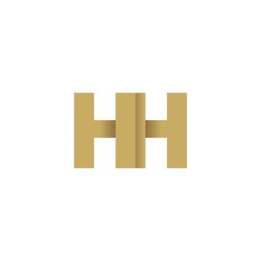 Initial letters HH, overlapping fold logo, brown gold, vector template elements for creative industry