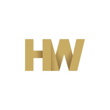 Initial letters HW, overlapping fold logo, brown gold, vector template elements for creative industry