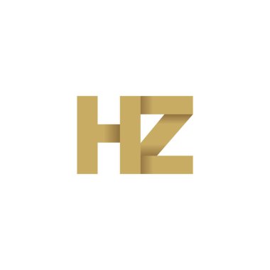 Initial letters HZ, overlapping fold logo, brown gold, vector template elements for creative industry