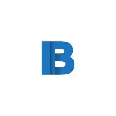 Initial letters IB, overlapping fold logo, blue, vector template elements for creative industry