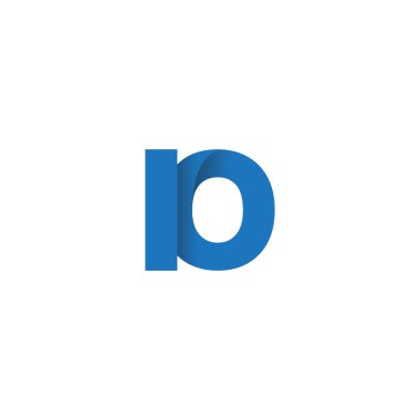 Initial letters IO, overlapping fold logo, blue, vector template elements for creative industry