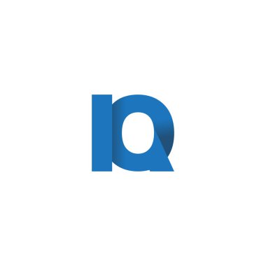 Initial letters IQ, overlapping fold logo, blue, vector template elements for creative industry