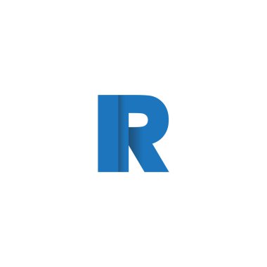 Initial letters IR, overlapping fold logo, blue, vector template elements for creative industry