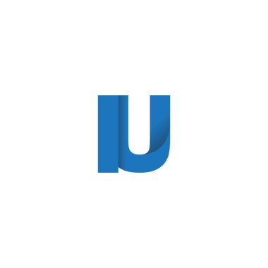 Initial letters IU, overlapping fold logo, blue, vector template elements for creative industry