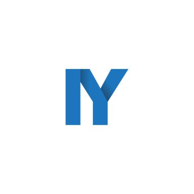 Initial letters IY, overlapping fold logo, blue, vector template elements for creative industry