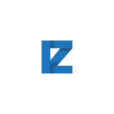 Initial letters IZ, overlapping fold logo, blue, vector template elements for creative industry