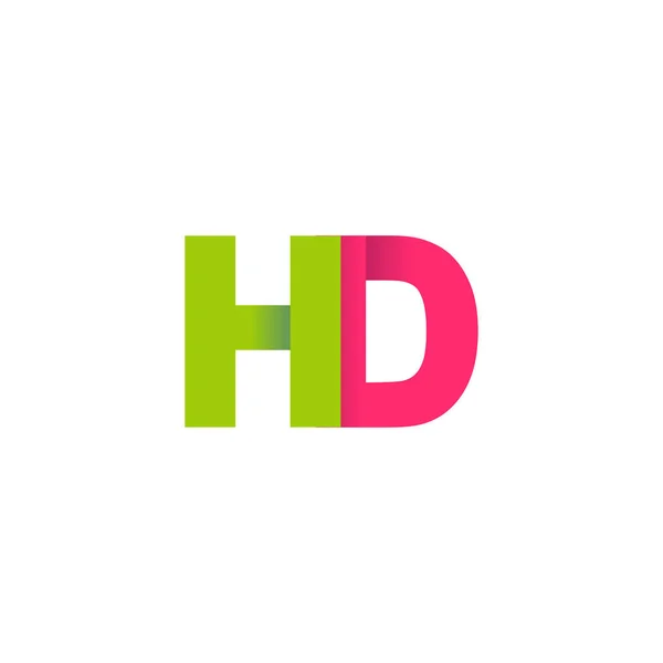 Initial Letters Overlapping Fold Logo Green Magenta Pink Vector Template — 图库矢量图片