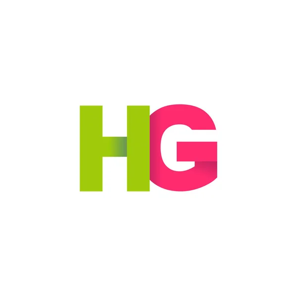Initial Letters Overlapping Fold Logo Green Magenta Pink Vector Template — 스톡 벡터