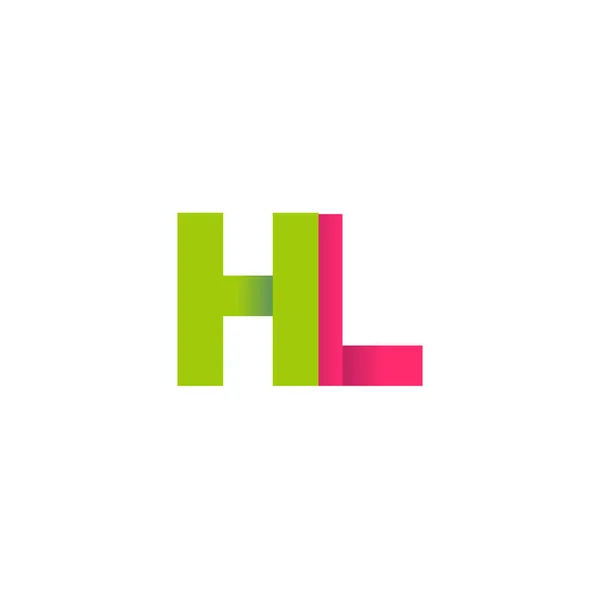 Initial Letters Overlapping Fold Logo Green Magenta Pink Vector Template —  Vetores de Stock