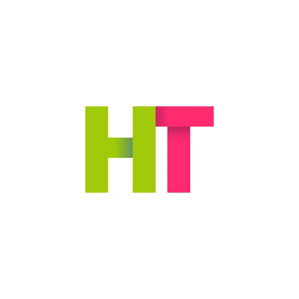 Initial Letters Overlapping Fold Logo Green Magenta Pink Vector Template — 스톡 벡터