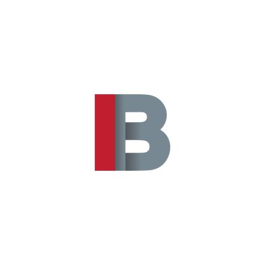 Initial letters IB, overlapping fold logo, red gray, vector template elements for creative industry