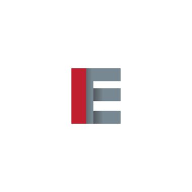 Initial letters IE, overlapping fold logo, red gray, vector template elements for creative industry