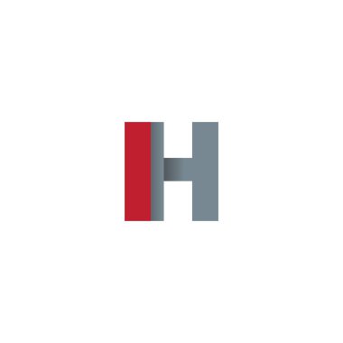 Initial letters IH, overlapping fold logo, red gray, vector template elements for creative industry