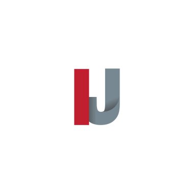 Initial letters IJ, overlapping fold logo, red gray, vector template elements for creative industry