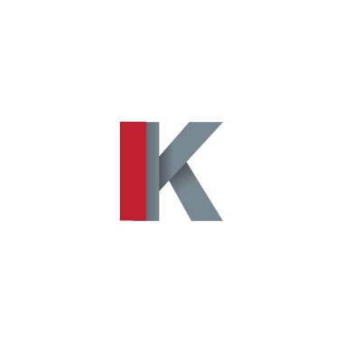 Initial letters IK, overlapping fold logo, red gray, vector template elements for creative industry