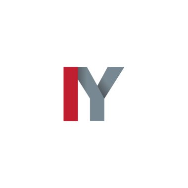 Initial letters IY, overlapping fold logo, red gray, vector template elements for creative industry