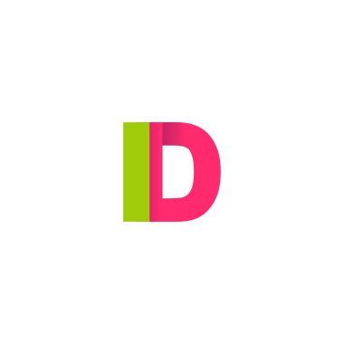 Initial letters ID, overlapping fold logo, green magenta pink, vector template elements for creative industry