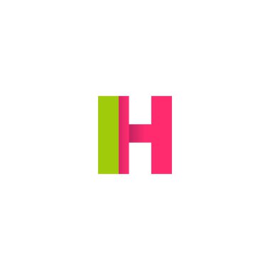 Initial letters IH, overlapping fold logo, green magenta pink, vector template elements for creative industry