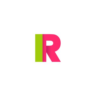 Initial letters IR, overlapping fold logo, green magenta pink, vector template elements for creative industry