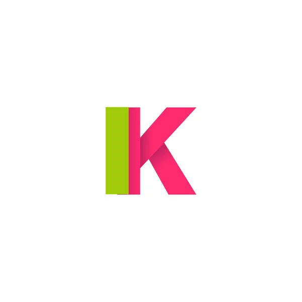 Initial Letters Overlapping Fold Logo Green Magenta Pink Vector Template — Stok Vektör