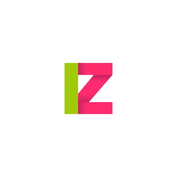 Initial Letters Overlapping Fold Logo Green Magenta Pink Vector Template — 图库矢量图片