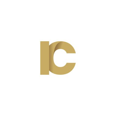 Initial letters IC, overlapping fold logo, brown gold, vector template elements for creative industry