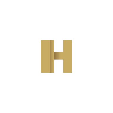 Initial letters IH, overlapping fold logo, brown gold, vector template elements for creative industry