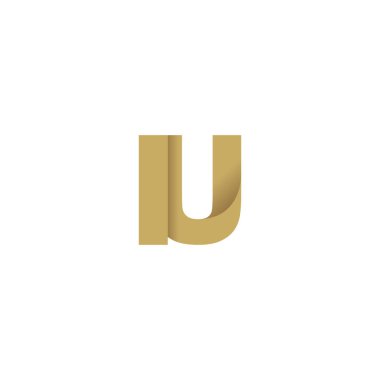 Initial letters IU, overlapping fold logo, brown gold, vector template elements for creative industry