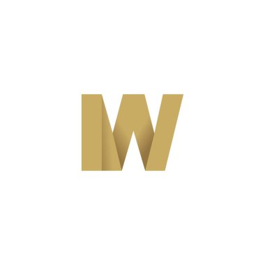 Initial letters IW, overlapping fold logo, brown gold, vector template elements for creative industry