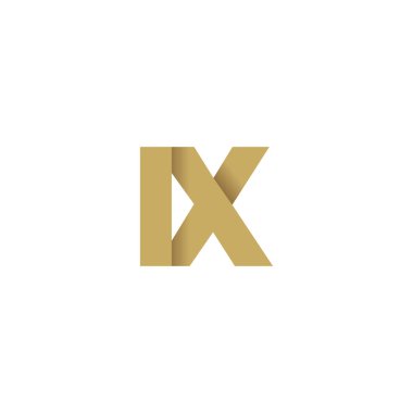 Initial letters IX, overlapping fold logo, brown gold, vector template elements for creative industry