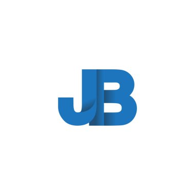 Initial letters JB, overlapping fold logo, blue, vector template elements for creative industry