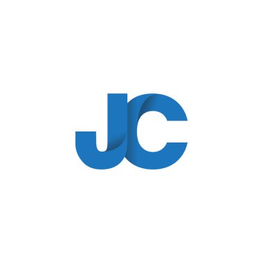 Initial letters JC, overlapping fold logo, blue, vector template elements for creative industry