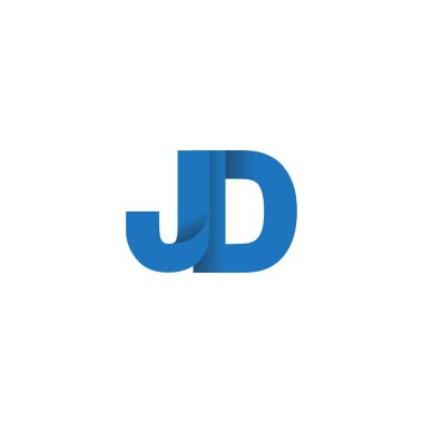 Initial letters JD, overlapping fold logo, blue, vector template elements for creative industry