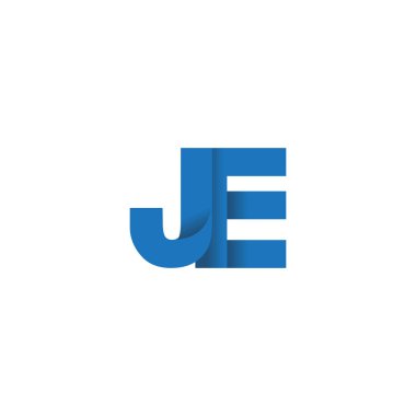 Initial letters JE, overlapping fold logo, blue, vector template elements for creative industry