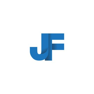 Initial letters JF, overlapping fold logo, blue, vector template elements for creative industry